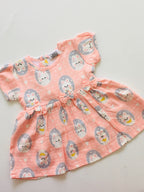 Peach Printed Muslin frock
