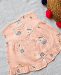 Peach Rabbit Muslin Frock