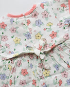 Peach floral -Muslin Crossover frock