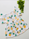 Pineapple Printed Muslin Button Frill Frock