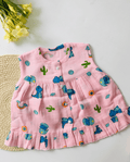 Pink -Blue Dino Muslin Frock