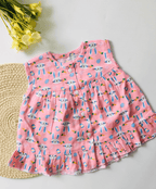 Pink -Bunny Muslin Frock