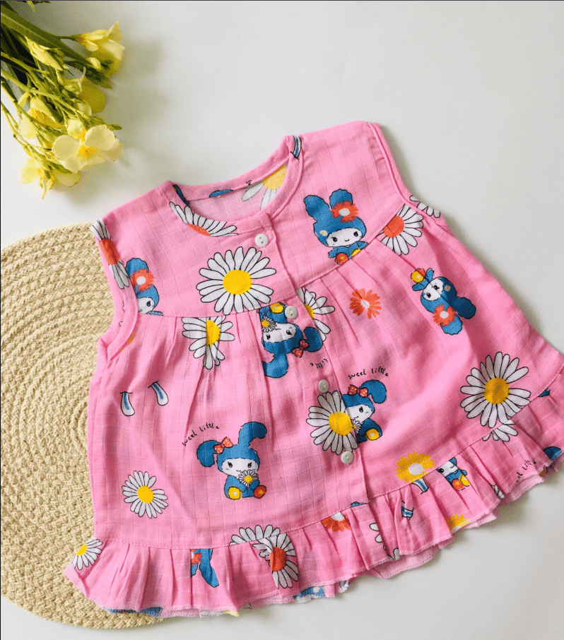 Pink-Sweet Little Muslin Frock