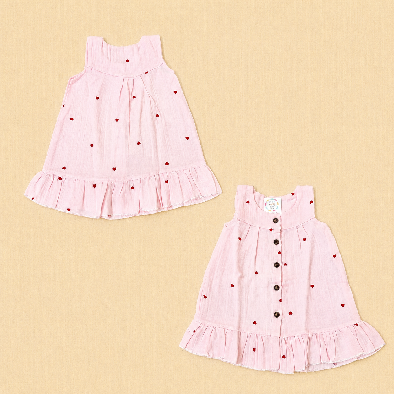 Pink - Muslin Sleeveless Frock