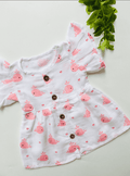 Pink Dolphin Printed Muslin Button Frill Frock