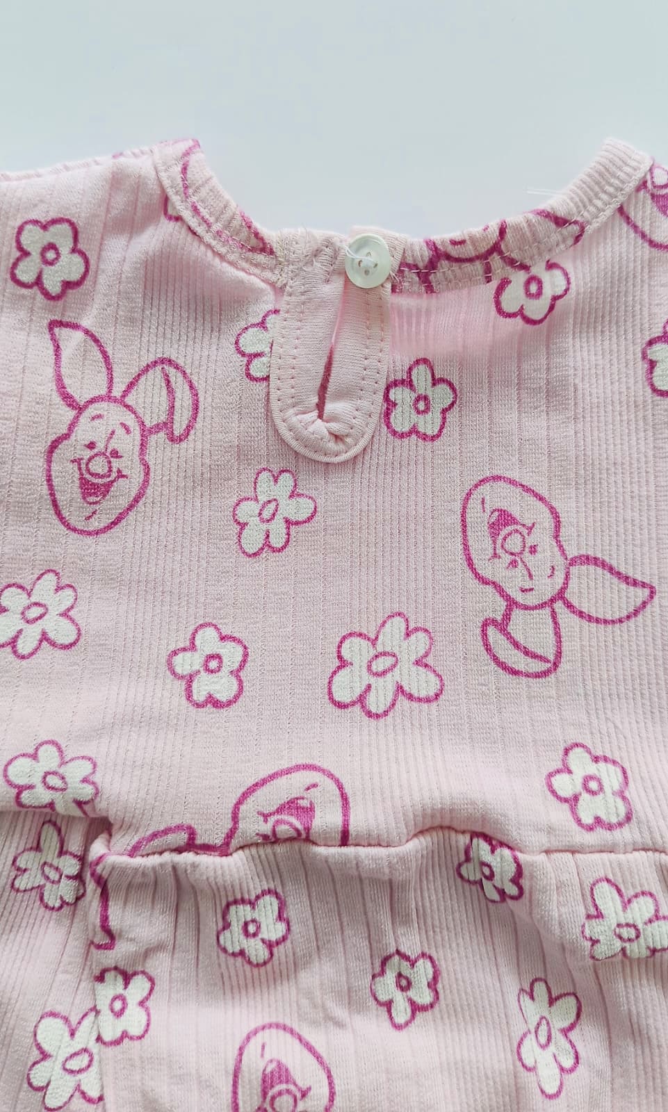 Pink Floral Hand Frill Knitted Frock