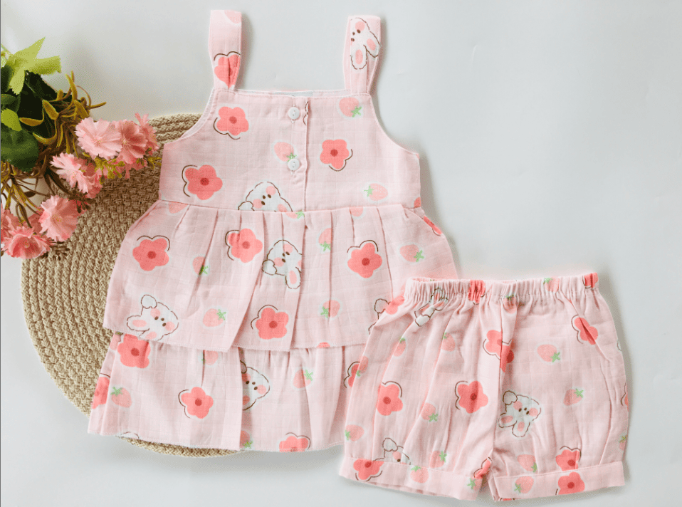 Pink Floral Top & Bottom Set