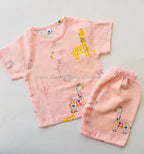 Pink Girafee Muslin set