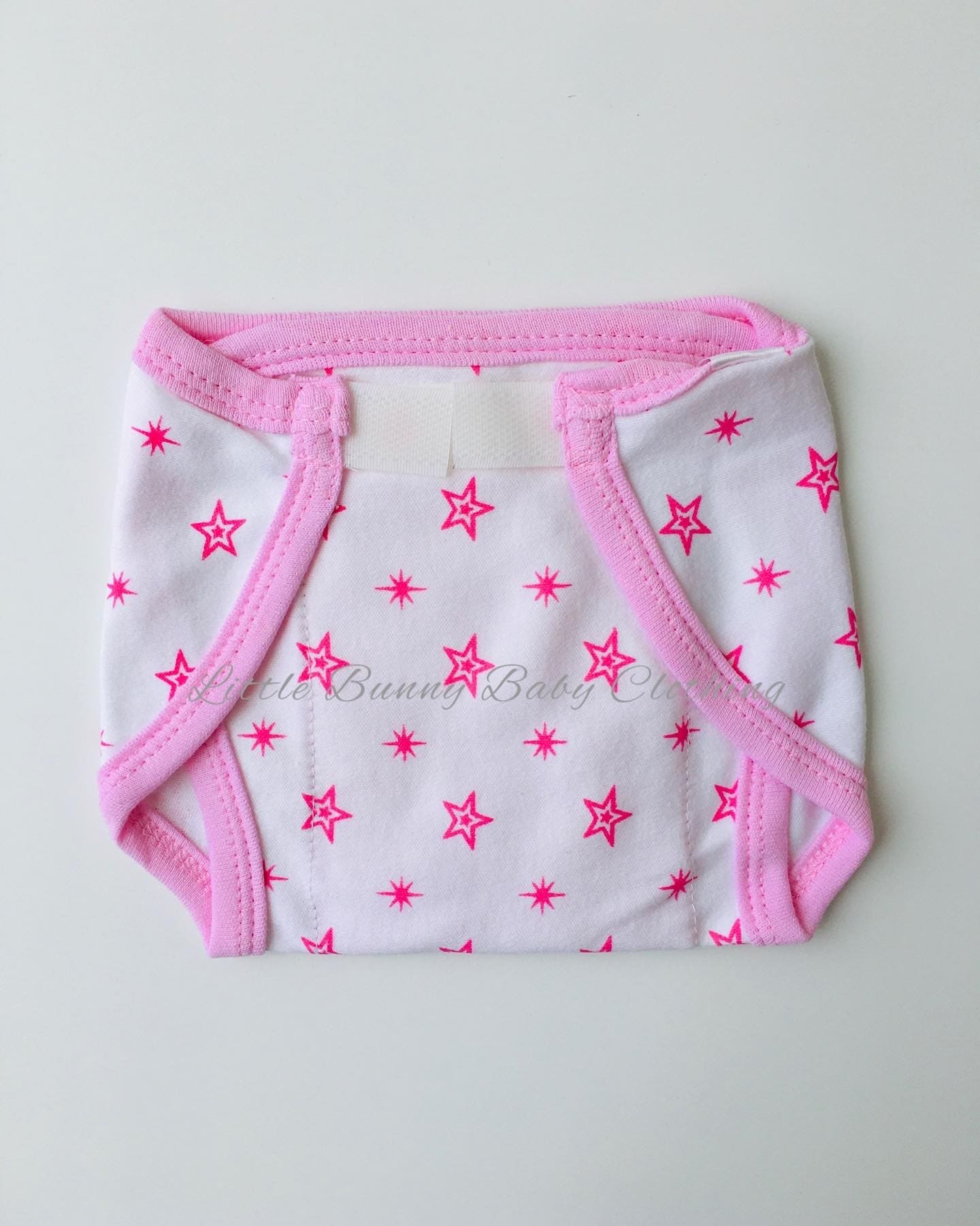 Pink Star Cotton Nappy -Velcro type