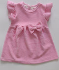 Pink Striped Hand Frill Knitted Frock