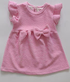Pink Striped Hand Frill Knitted Frock