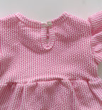 Pink Striped Hand Frill Knitted Frock