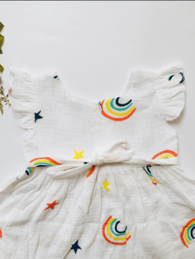 Rainbow Theme Muslin Frock
