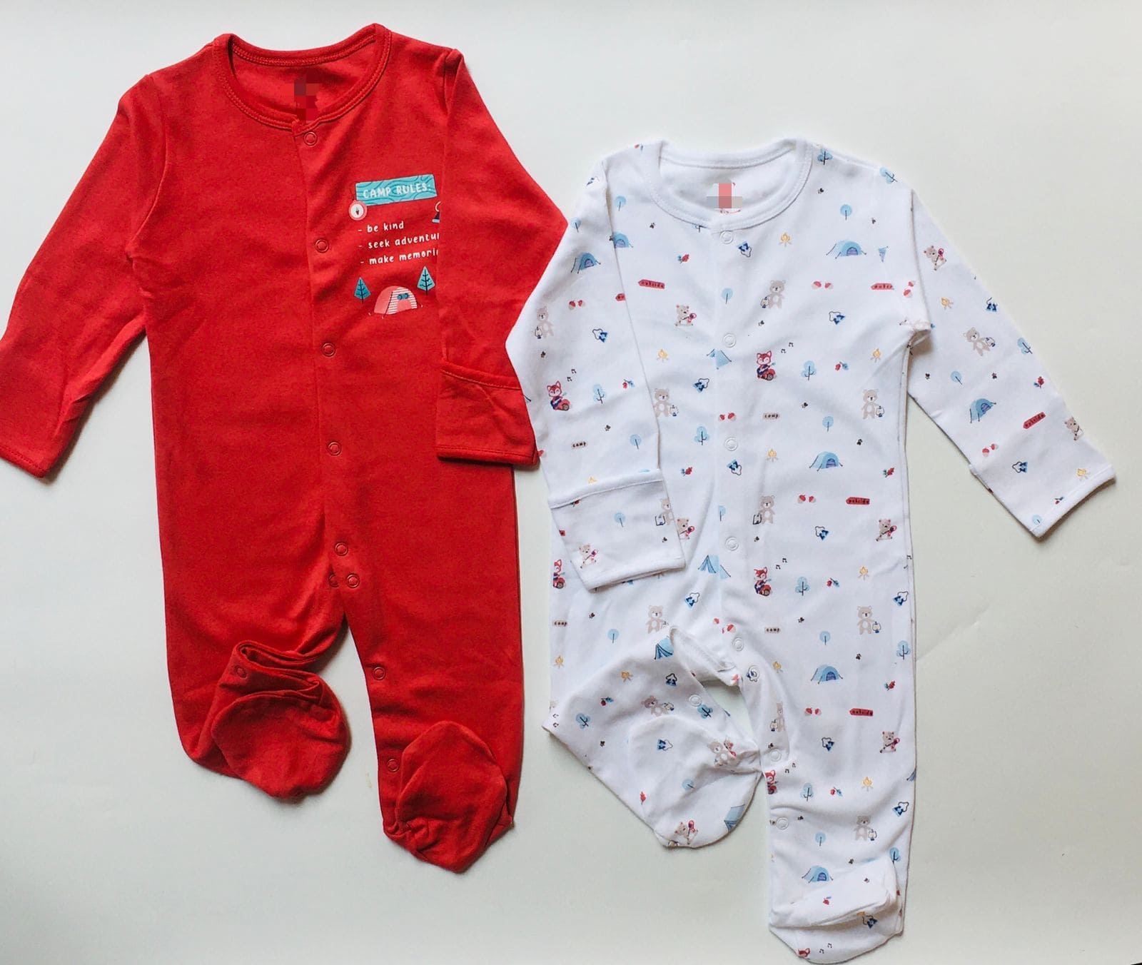Red & White Cotton Bodysuits(Pack of 2)
