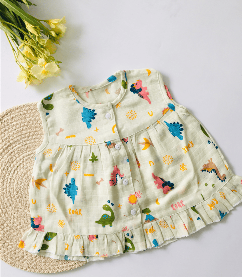 Sandal-Dino Theme Muslin Frock