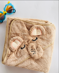 Animal Head Fleece Terry Hood Towel-Elephant