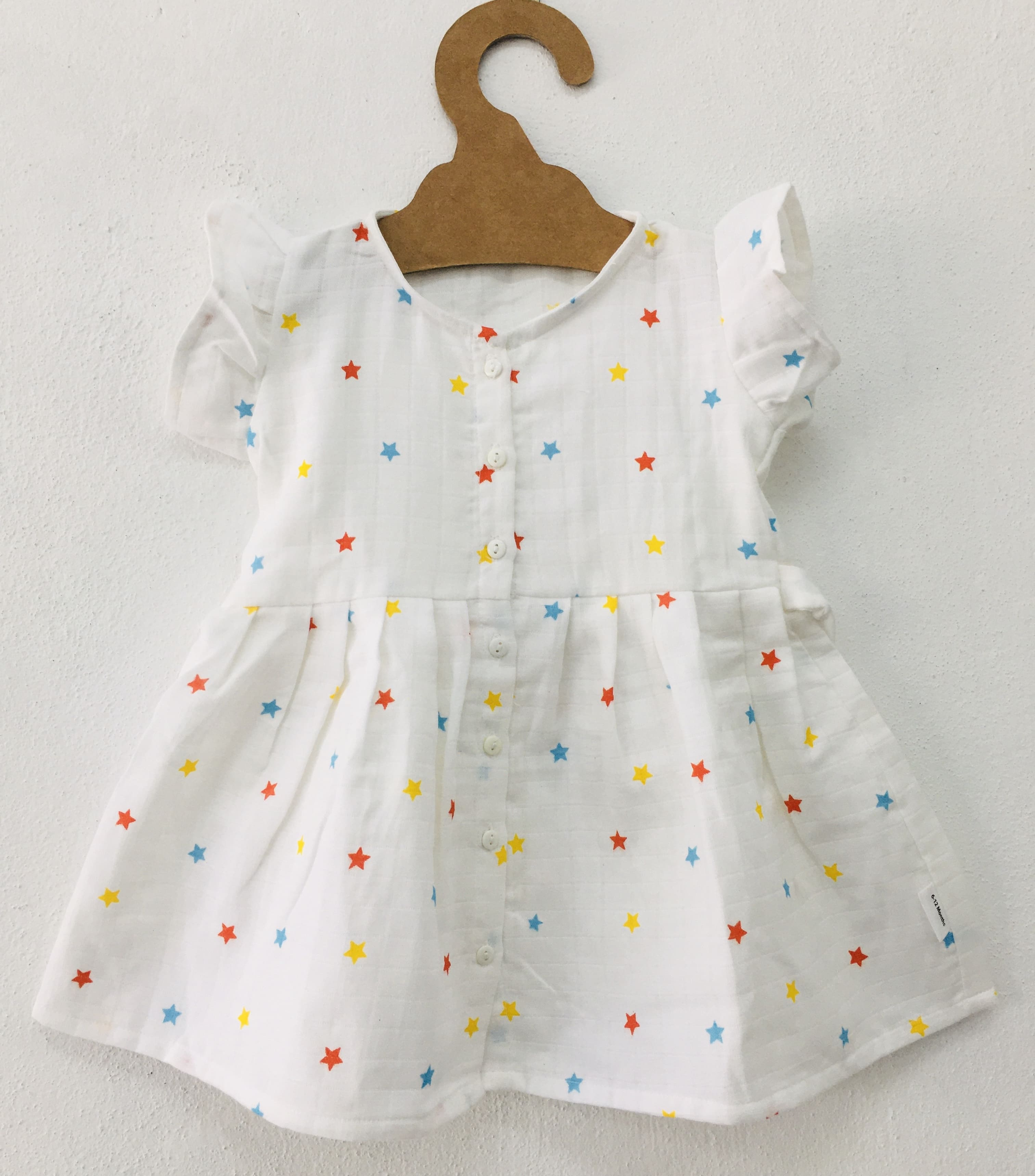 Star Muslin Button Frill Frock