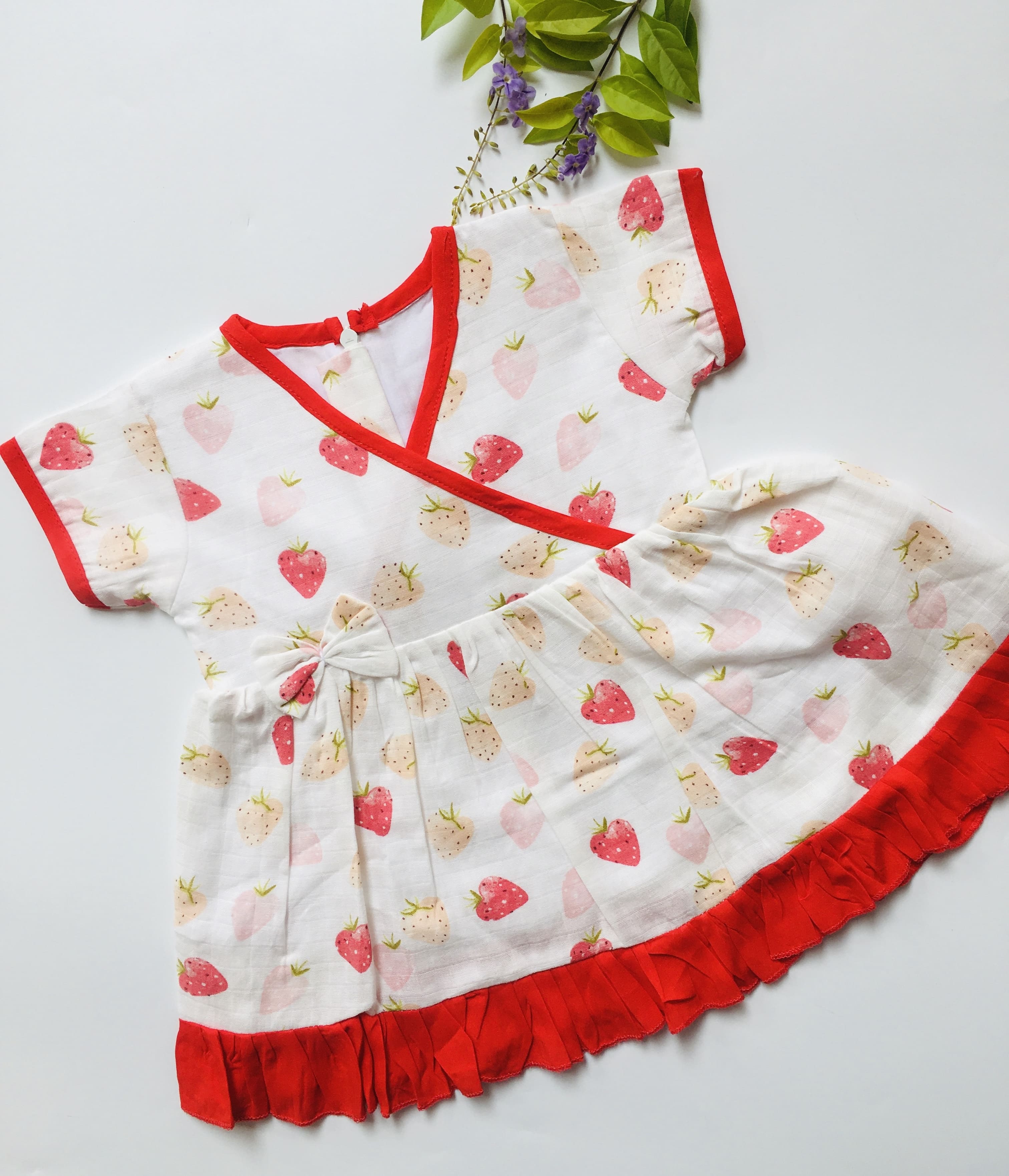 Strawberry -Muslin Crossover frock