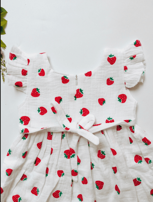 Strawberry Theme Muslin Frock