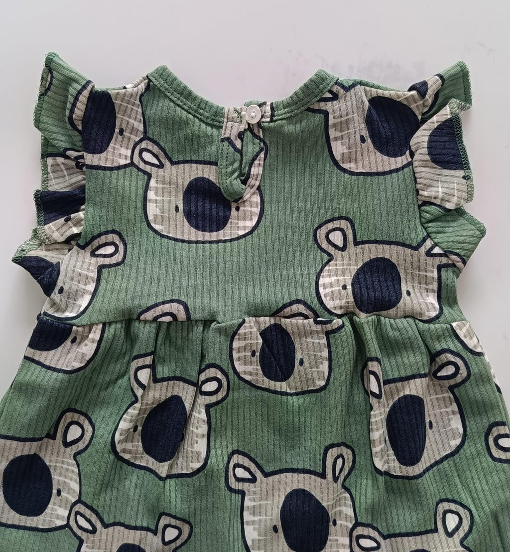 Teddy Hand Frill Knitted Frock