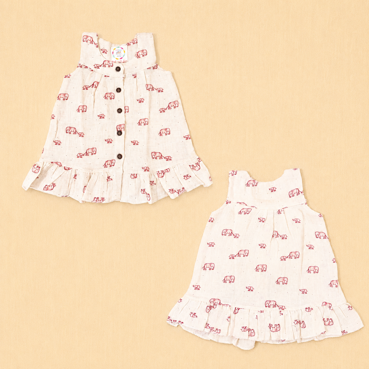 Tiny Elephant - Muslin Sleeveless Frock