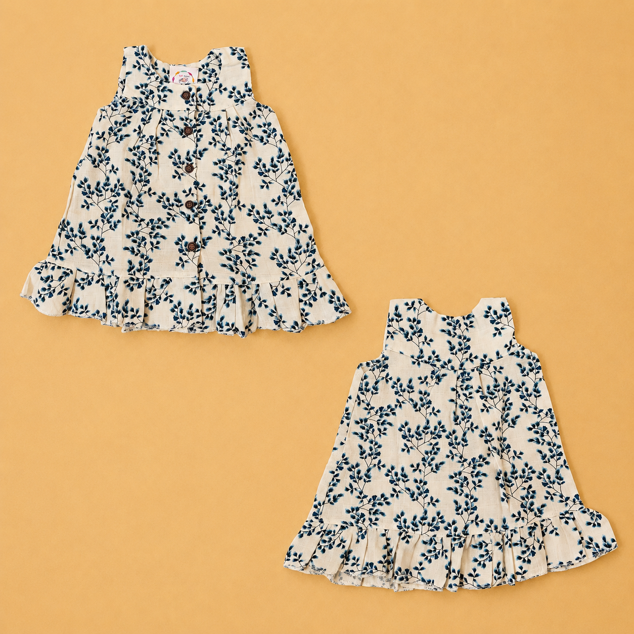 Tiny Leaves - Muslin Sleeveless Frock