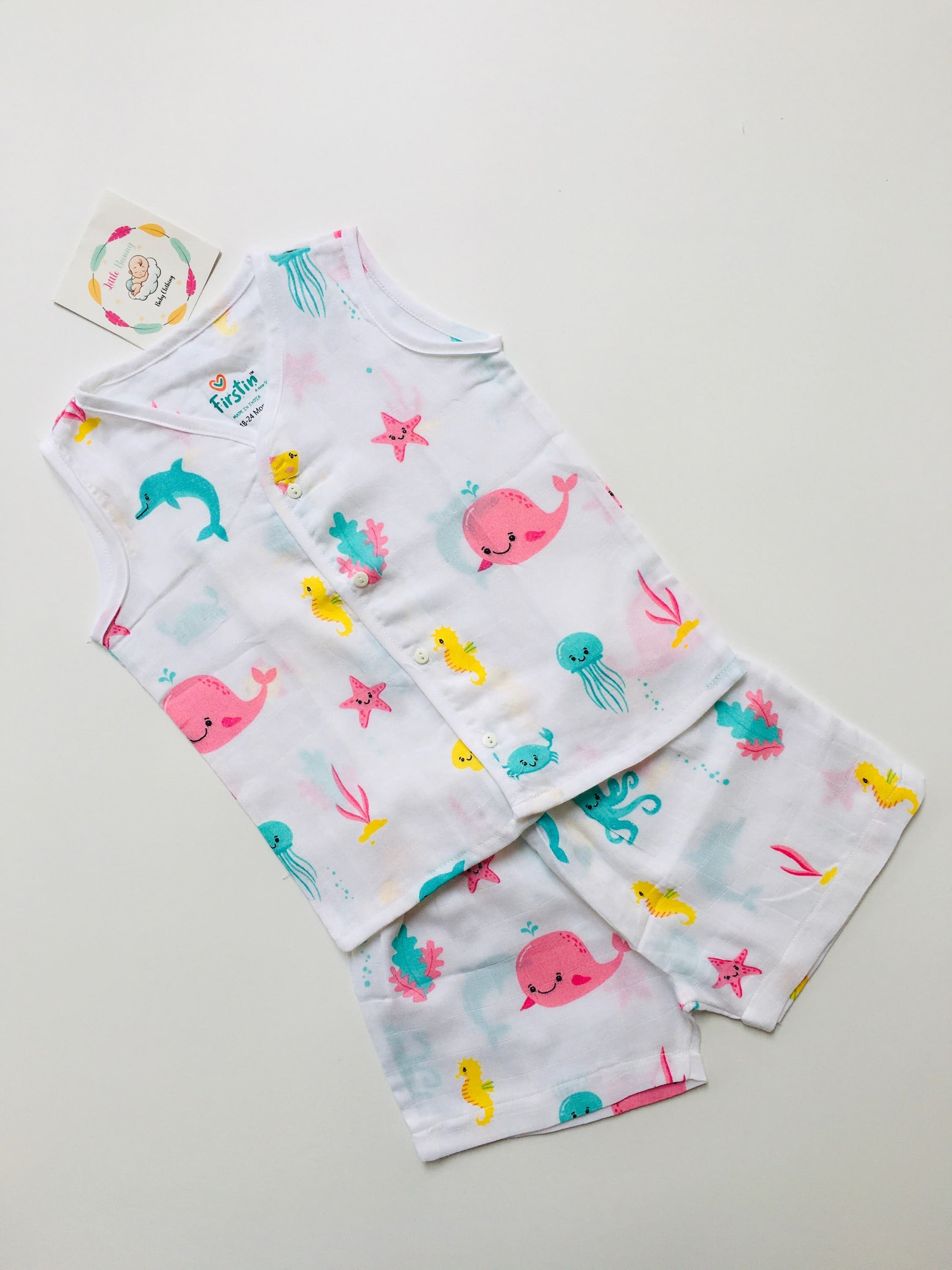 Under the Sea - Muslin Jabla (Sleeveless ) with Shorts