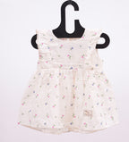 White Floral Premium Cotton Hand Frill Frock