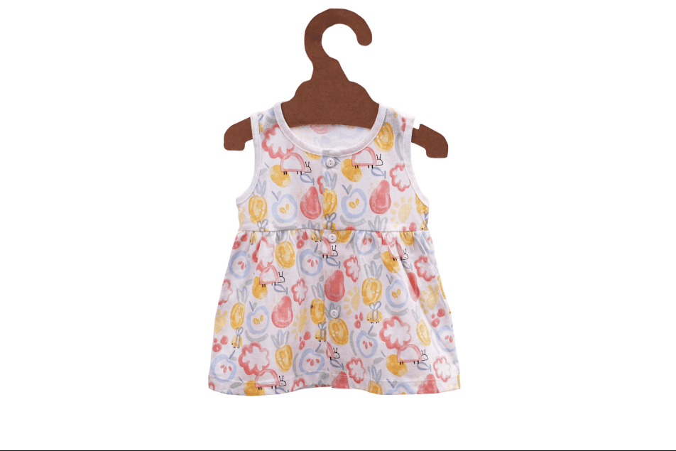 White Multi Sleeveless Cotton Frock