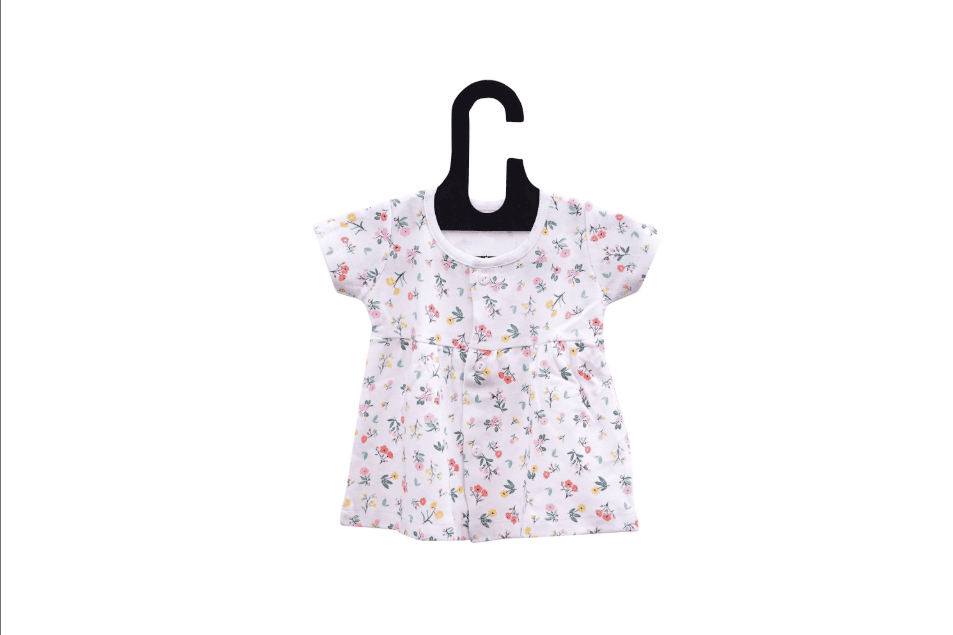 White Printed Halfsleeve Floral Frock