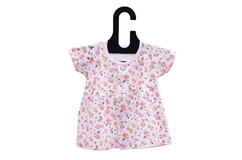 White Printed Halfsleeve Floral Frock