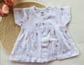 White Printed Halfsleeve Frock - IceCream