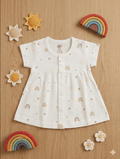 White Printed Halfsleeve Frock - Sun
