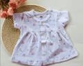 White Printed Halfsleeve Frock - Sun and rainbow