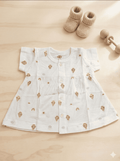 White Printed Halfsleeve Frock - hot Balloons