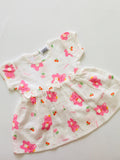 White & Pink Printed Muslin frock
