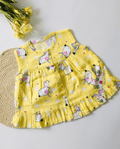 Yellow -Cutie Puppy Muslin Frock