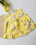 Yellow -Cutie Puppy Muslin Frock