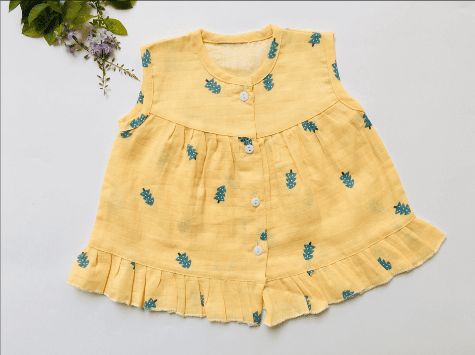 Yellow - Tree Muslin Frock