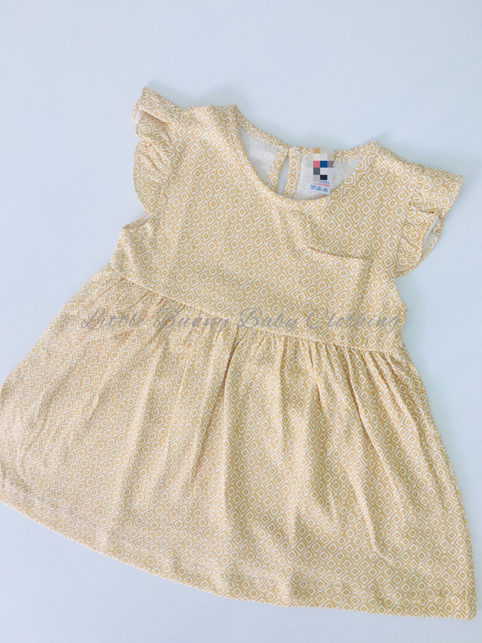 Yellow Hand Frill Cotton Frock