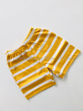 Yellow Stripe Cotton Shorts