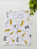 Yellow Tiger Muslin Sleeveless Jabla