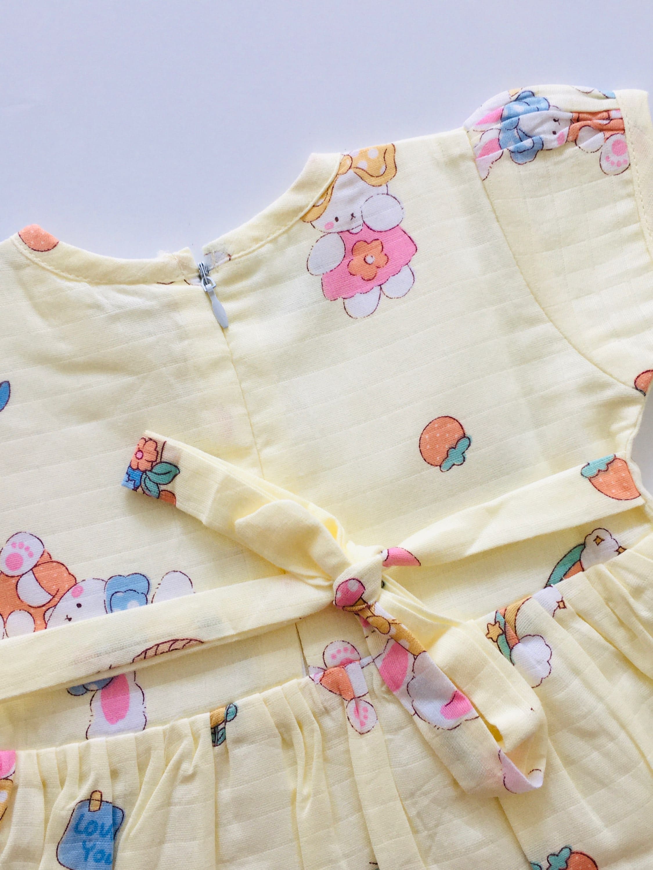 Yellow Printed Muslin frock